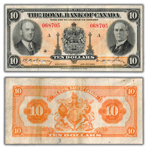 SOLD $10 1935 Royal Bank of Canada Chartered Note CH #630-18-04 - VF (light pencil)