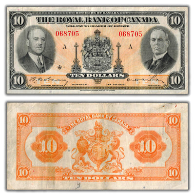 SOLD $10 1935 Royal Bank of Canada Chartered Note CH #630-18-04 - VF (light pencil)