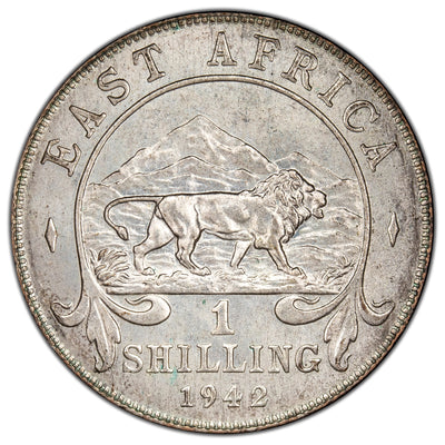 East Africa 1942-H Shilling Silver Coin KM #28