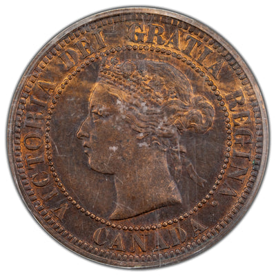 Canada 1882-H Obverse #1 1c Large Cent Coin - PCGS AU-58