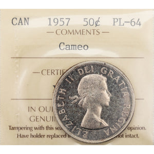 SOLD Canada 1957 50 Cents Half Dollar Coin - ICCS PL-64 Cameo