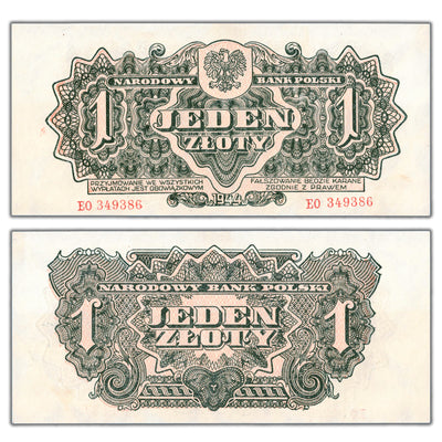 SOLD Poland 1944 1 One Złoty Note P #105a - Uncirculated