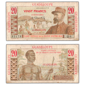 Guadeloupe ND (1947-49) 20 Francs Note P #33 - Fine