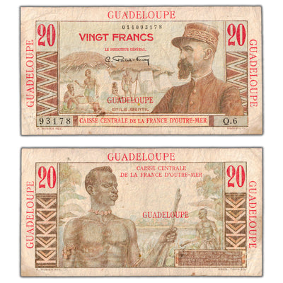 Guadeloupe ND (1947-49) 20 Francs Note P #33 - Fine