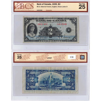 $2 1935 Bank of Canada Note English Text BC-3 - BCS VF-25