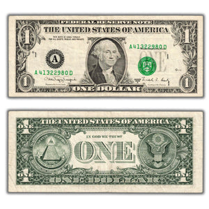 SOLD United States 1988A $1 Federal Reserve Note - Misaligned Serial/Seal Error