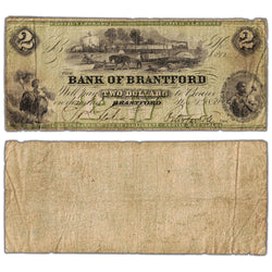 SOLD $2 1859 Bank of Brantford Canada Chartered Note #40-10-02-04 - Circulated