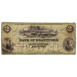SOLD $2 1859 Bank of Brantford Canada Chartered Note #40-10-02-04 - Circulated
