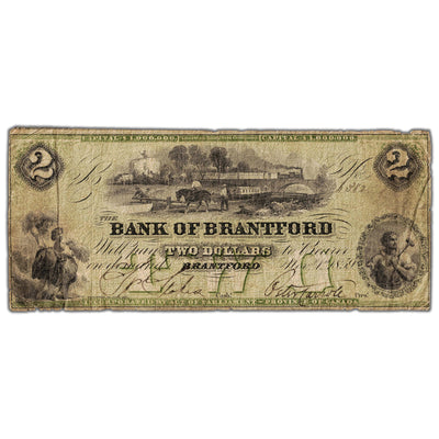 SOLD $2 1859 Bank of Brantford Canada Chartered Note #40-10-02-04 - Circulated