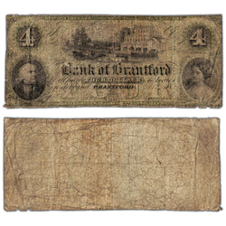 SOLD $4 1859 Bank of Brantford Canada Chartered Note #40-10-02-06 - Filler (tear)