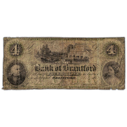 SOLD $4 1859 Bank of Brantford Canada Chartered Note #40-10-02-06 - Filler (tear)