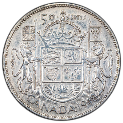 SOLD Canada 1948 50 Cents Half Dollar Silver Coin - Cleaned