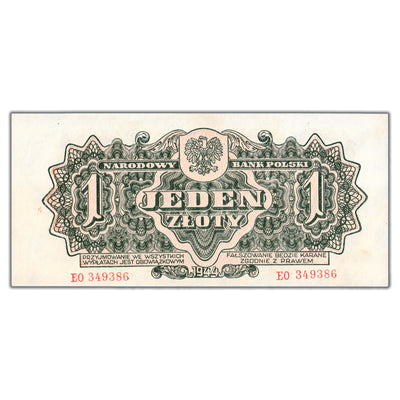 SOLD Poland 1944 1 One Złoty Note P #105a - Uncirculated