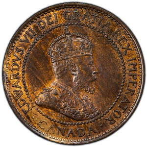 SOLD Canada 1908 1 Large Cent Coin - MS-62 RB