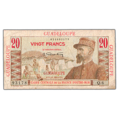 Guadeloupe ND (1947-49) 20 Francs Note P #33 - Fine