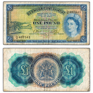 SOLD Bermuda 1957 1 One Pound Note P #20 - Circulated