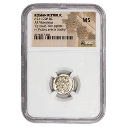 Ancient Rome 211-208 BC AR Victoriatus Crawford 102/1 - NGC Ancients MS