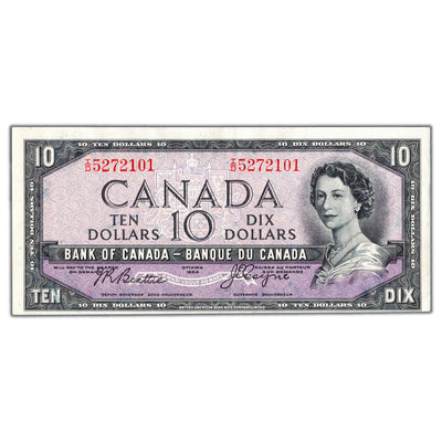 SOLD $10 1954 Bank of Canada Note Devil Face I/D Prefix BC-32b - EF/AU