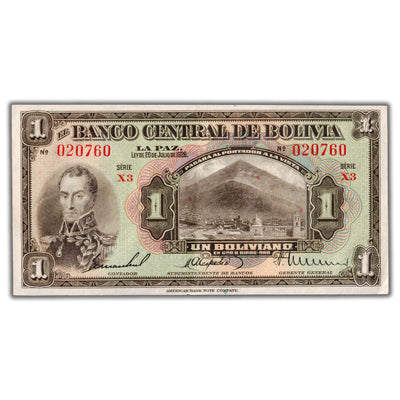 SOLD Bolivia 1928 1 One Boliviano Note P #118a (4)