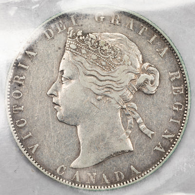 SOLD Canada 1871 50 Cents Half Dollar Silver Coin - ICCS VF-20