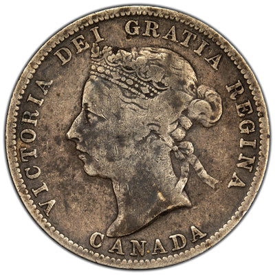 Canada 1892 25 Cents Quarter Silver Coin - VG / F