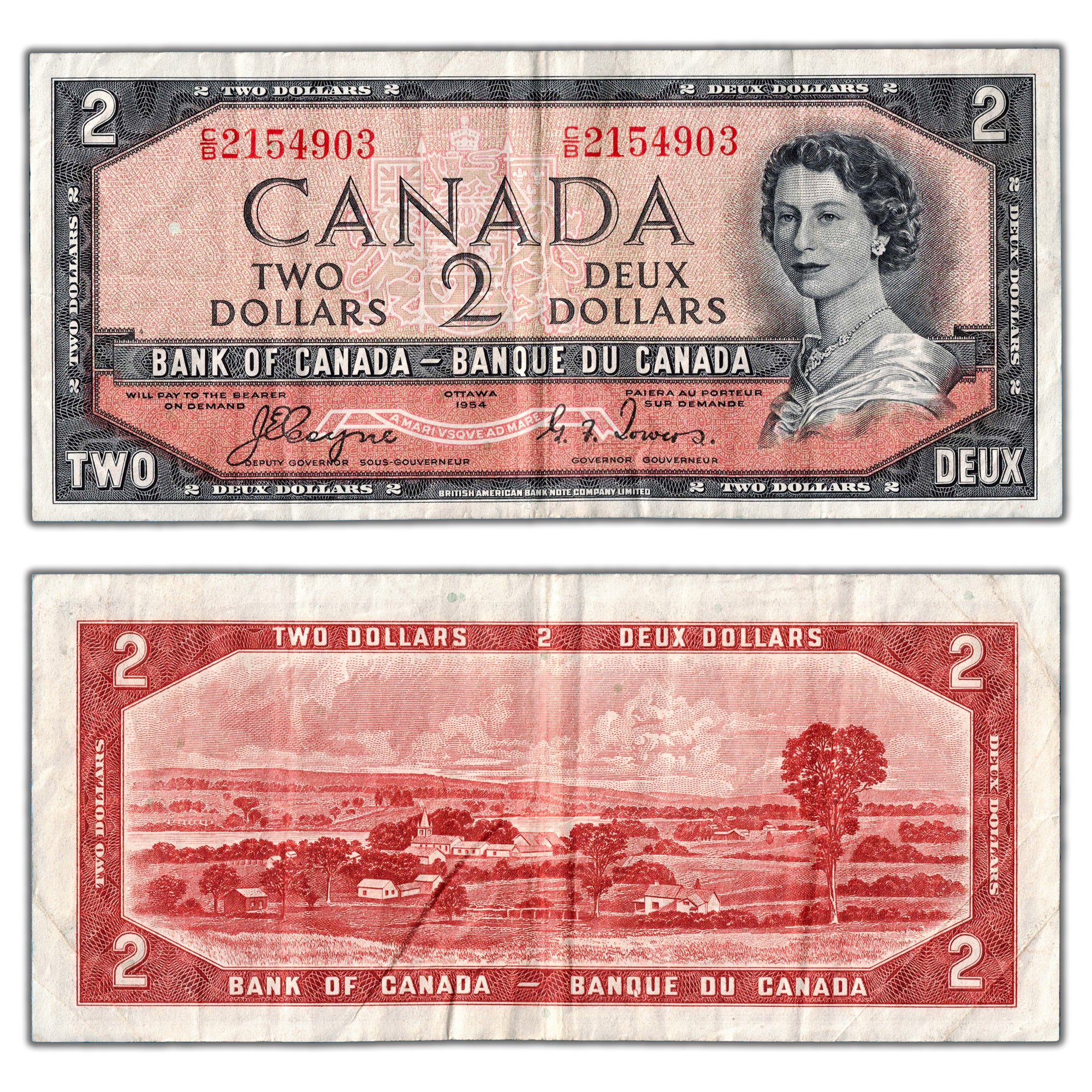 SOLD $2 1954 Bank of Canada Note Devil Face C/B Prefix BC-30a - F/VF ...