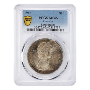 SOLD Canada 1966 Large Beads $1 Silver Dollar Coin - PCGS MS-65 Nice Toning
