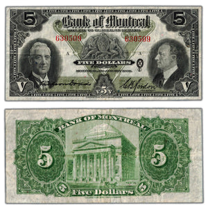 SOLD $5 1938 Bank of Montreal Canada Chartered Note #505-62-02 - F/VF