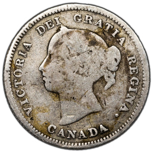 SOLD Canada 1887 5 Cents Silver Coin - G/VG (bend)