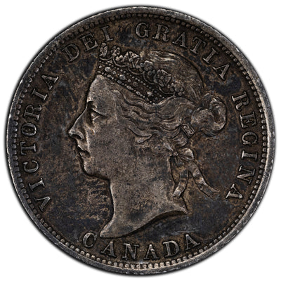 SOLD Canada 1900 25 Cents Quarter Silver Coin - VF/EF