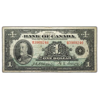 SOLD $1 1935 Bank of Canada Note English Text Letter 'B' BC-1 - Fine