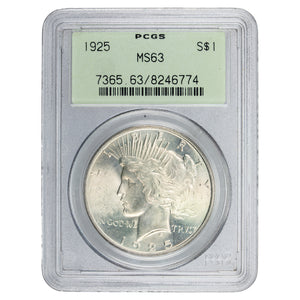 SOLD United States 1924 $1 Peace Dollar Silver Coin - PCGS MS-63