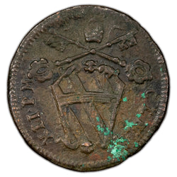 Papal States 1738 One Quattrino Coin  - Pope Clement XII