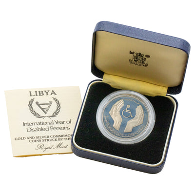 SOLD Libya 1981 5 Dinars Sterling Silver Proof Coin - International Year of Disabled Persons