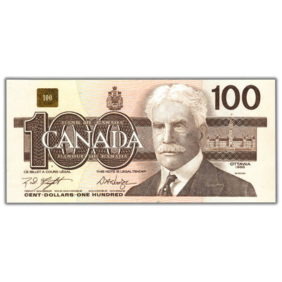 SOLD $100 1988 Bank of Canada Note Knight-Dodge BJR Prefix BC-60d - Choice UNC