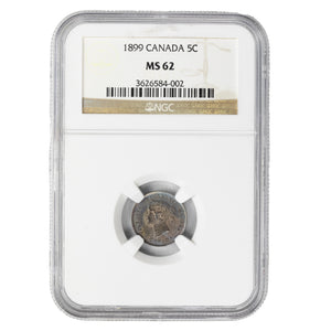 SOLD Canada 1899 5 Cents Silver Coin - NGC MS-62