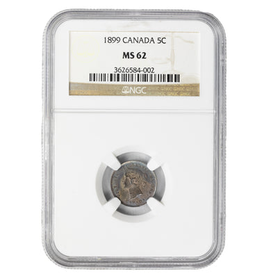 SOLD Canada 1899 5 Cents Silver Coin - NGC MS-62