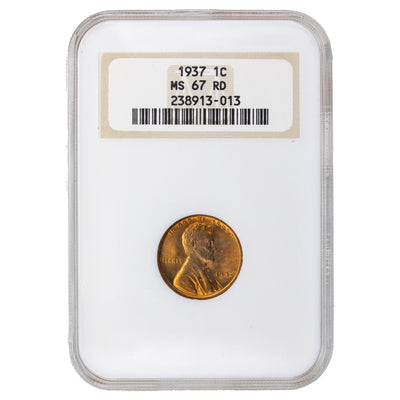 SOLD United States 1937 1 Cent Lincoln Wheat Penny Coin - NGC MS-67 RD