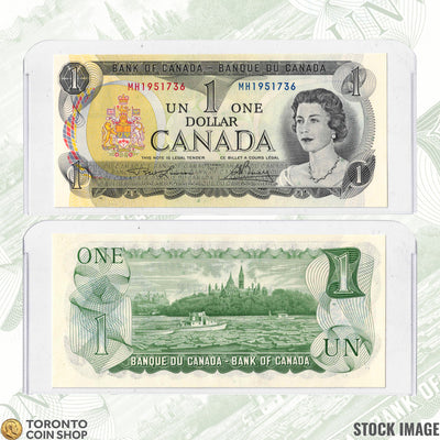 $1 1973 Bank of Canada Note Lawson-Bouey Signatures 2 Letter Prefix - Uncirculated