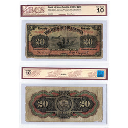 SOLD $20 1903 Bank of Nova Scotia Canada Chartered Note #550-28-14 - BCS VG-10