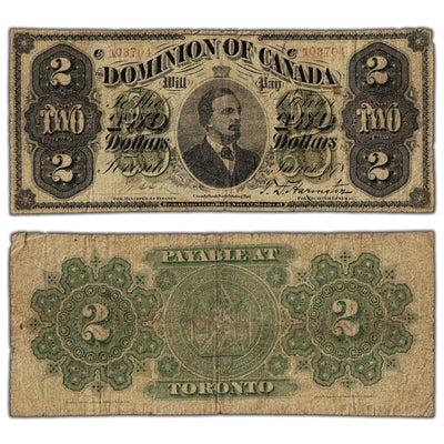 SOLD $2 1878 Dominion of Canada Note Payable at Toronto - Contemporary Counterfeit