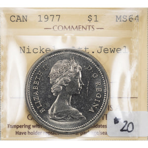 SOLD Canada 1977 Attached Jewel $1 Nickel Dollar Coin - ICCS MS-64