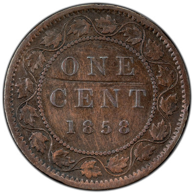 Canada 1858 1 One Large Cent Coin First Year of Issue! - VG (reverse scrape)