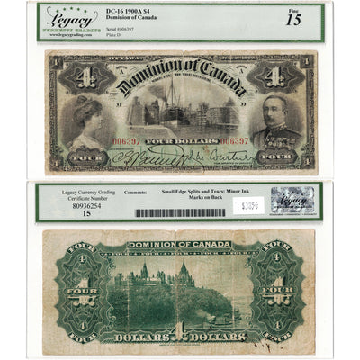 SOLD $4 1900 Dominion of Canada Note DC-16 - Legacy F-15