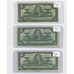 SOLD $1 1937 Bank of Canada Notes - Lot of 5 - Retail $44