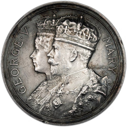 Great Britain 1911 George V Coronation Silver 36mm Medal BHM-4023 Eimer 1921c
