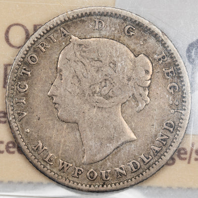 SOLD Newfoundland 1873 Obv. 1 5 Cents Silver Coin - ICCS VG-8