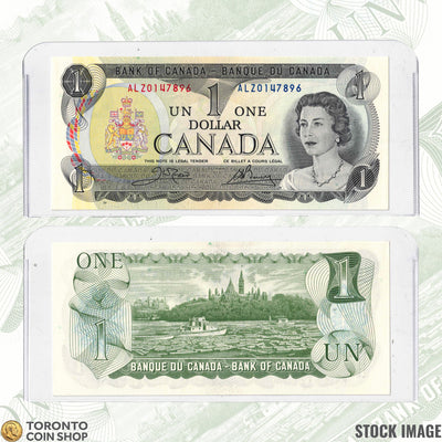 $1 1973 Bank of Canada Note Crow-Bouey Signatures 3 Letter Prefix - Uncirculated