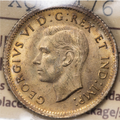 SOLD Canada 1939 Double '1939' 10 Cents Dime Silver Coin - ICCS MS-63