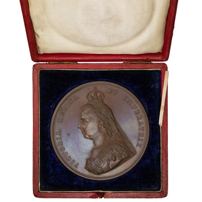 Great Britain 1887 Golden Jubilee Bronze Medal 77mm In Original Box